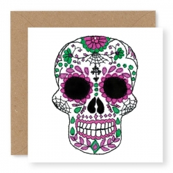 Carte T de mort mexicaine mauve & verte